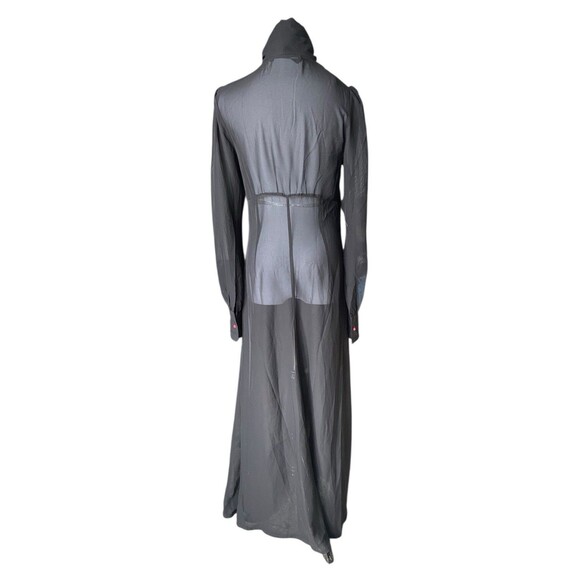 Killstar Black Sheer Cecile Maxi Dress Size L Bow Neck Gothic Vamp Sultry Witchy - Picture 5 of 14